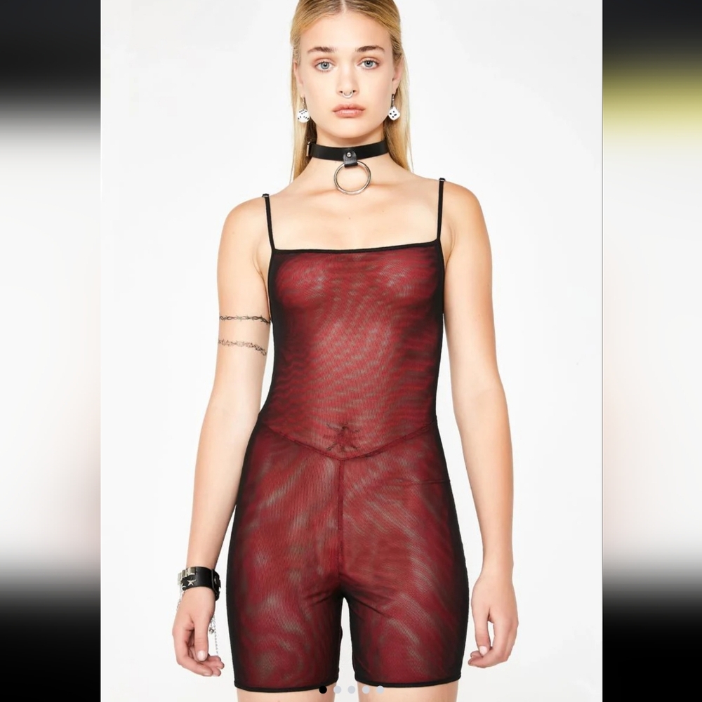 I.AM.GIA Ulric Mesh Square-Neck Romper sz M